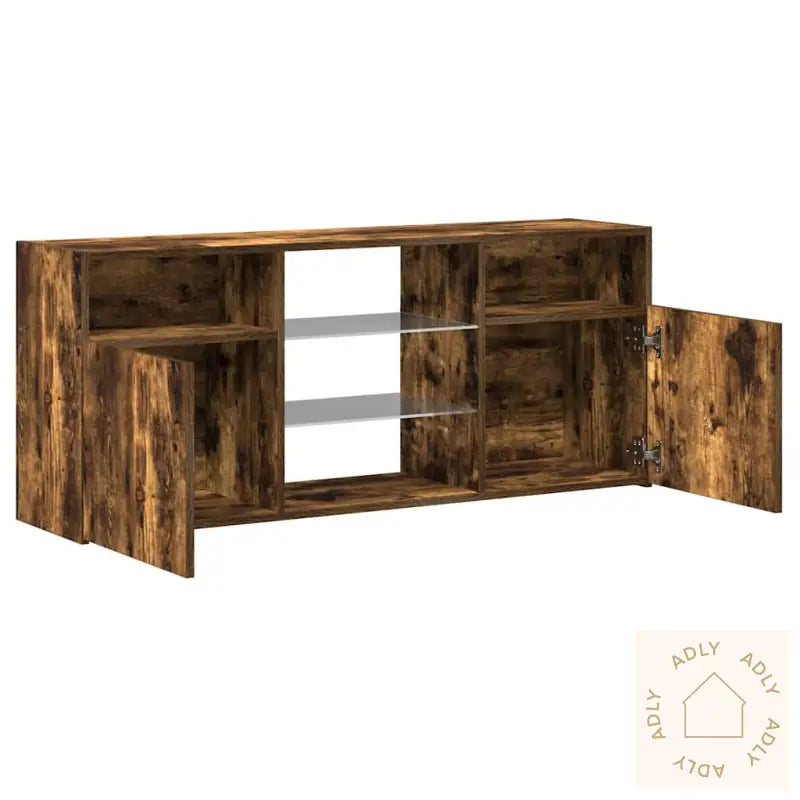 Tv-Benk Med Led-Lys Røkt Eik 120X30X50 Cm