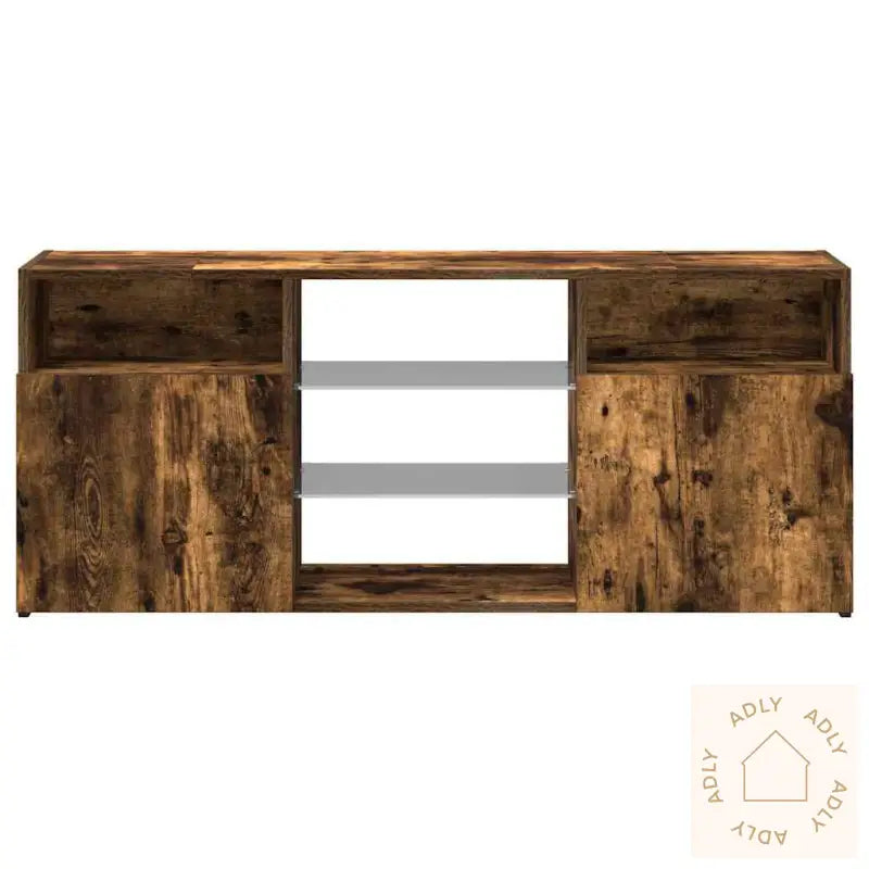 Tv-Benk Med Led-Lys Røkt Eik 120X30X50 Cm