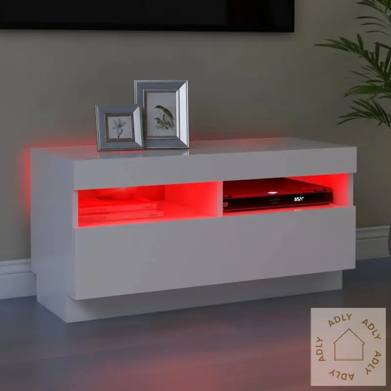 Tv-Benk Med Led-Lys Hvit 80X35X40 Cm