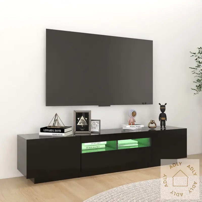 Tv-Benk Med Led-Lys Svart 180X35X40 Cm