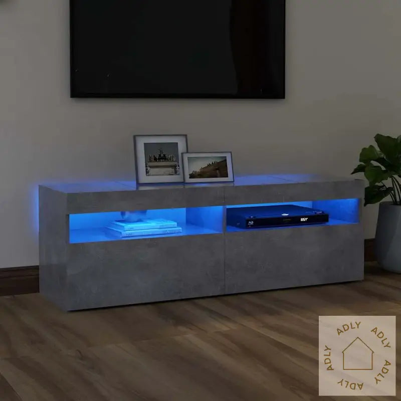 Tv-Benk Med Led-Lys Betonggrå 120X35X40 Cm