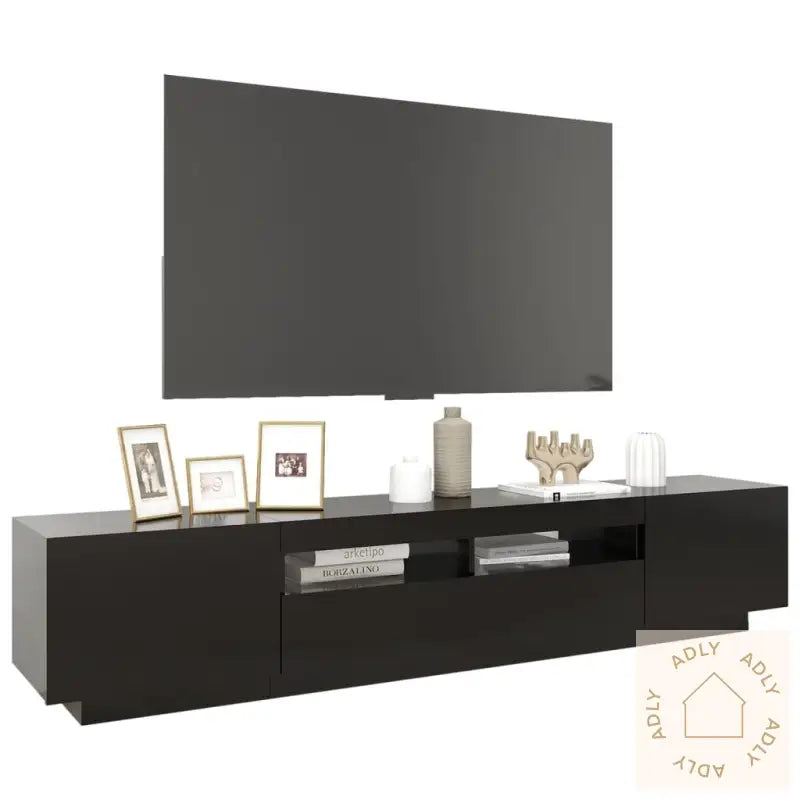 Tv-Benk Med Led-Lys Svart 200X35X40 Cm