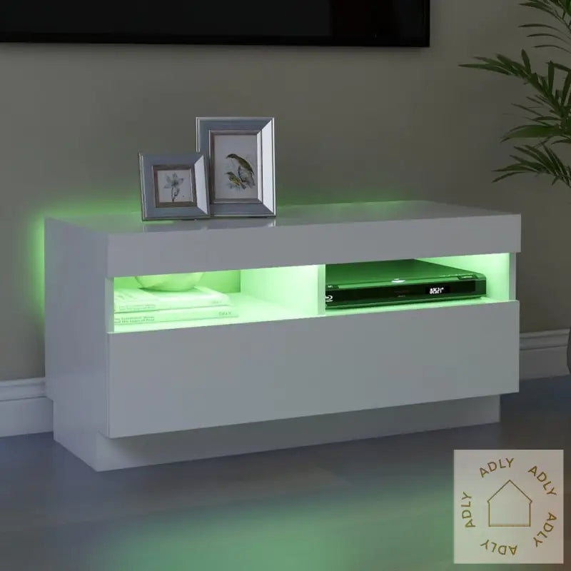 Tv-Benk Med Led-Lys Hvit 80X35X40 Cm