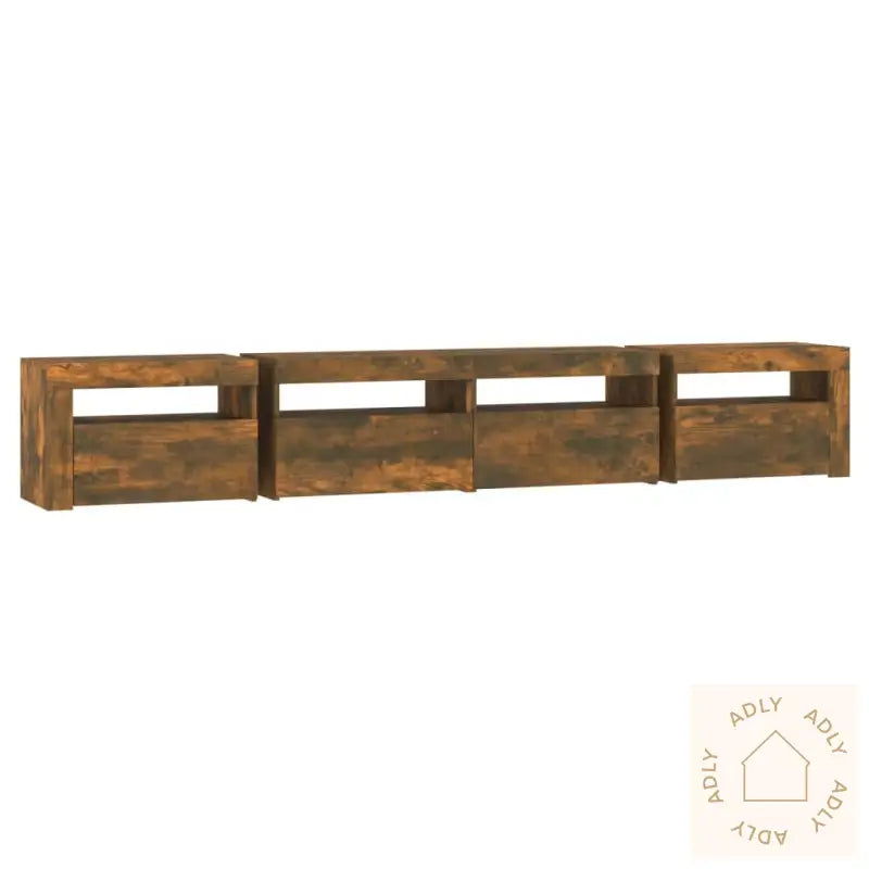 Tv-Benk Med Led-Lys Røkt Eik 240X35X40 Cm