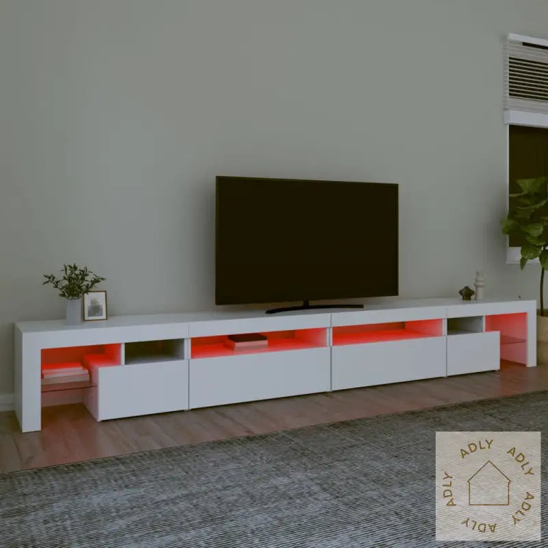 Tv-Benk Med Led-Lys Hvit 290X36,5X40 Cm