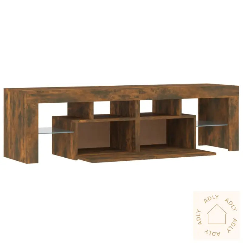 Tv-Benk Med Led-Lys Røkt Eik 140X36,5X40 Cm