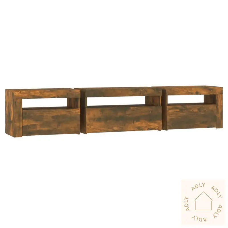 Tv-Benk Med Led-Lys Røkt Eik 195 X 35 X 40 Cm