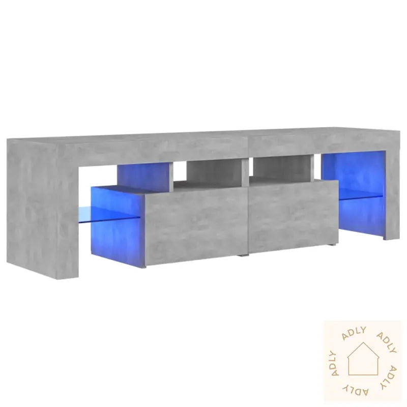 Tv-Benk Med Led-Lys Betonggrå 140X36,5X40 Cm