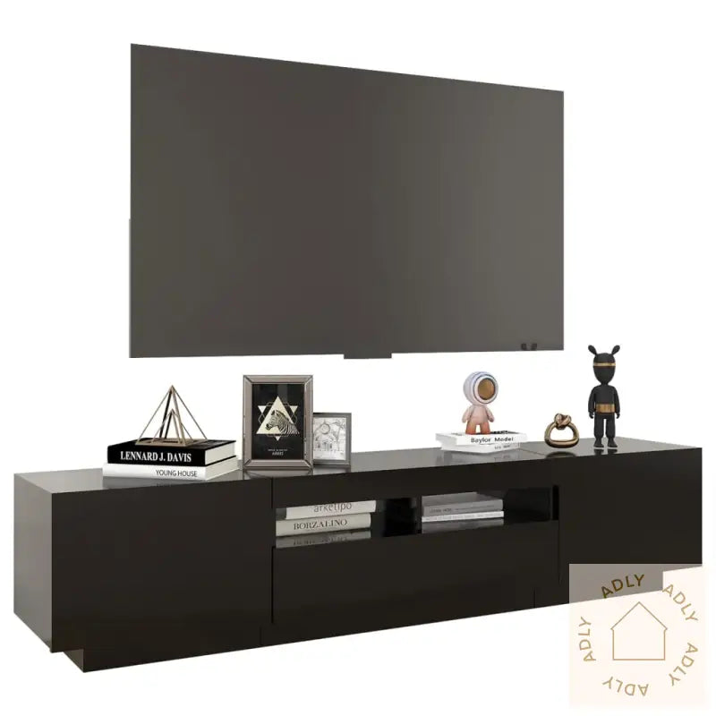 Tv-Benk Med Led-Lys Svart 180X35X40 Cm