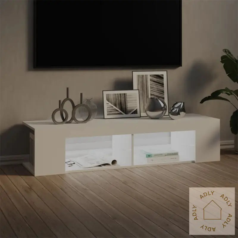 Tv-Benk Med Led-Lys Hvit 135X39X30 Cm