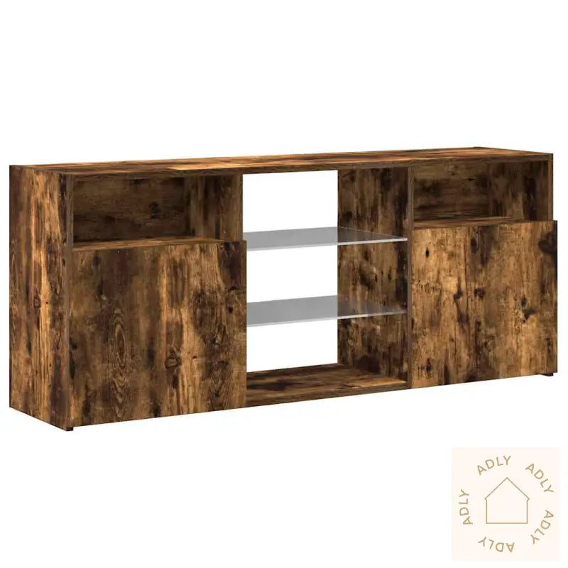 Tv-Benk Med Led-Lys Røkt Eik 120X30X50 Cm