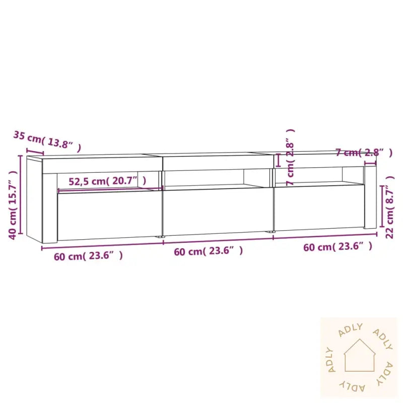 Tv-Benk Med Led-Lys Røkt Eik180X35X40 Cm