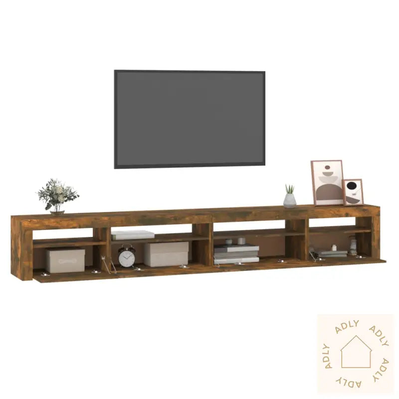 Tv-Benk Med Led-Lys Røkt Eik 270X35X40 Cm