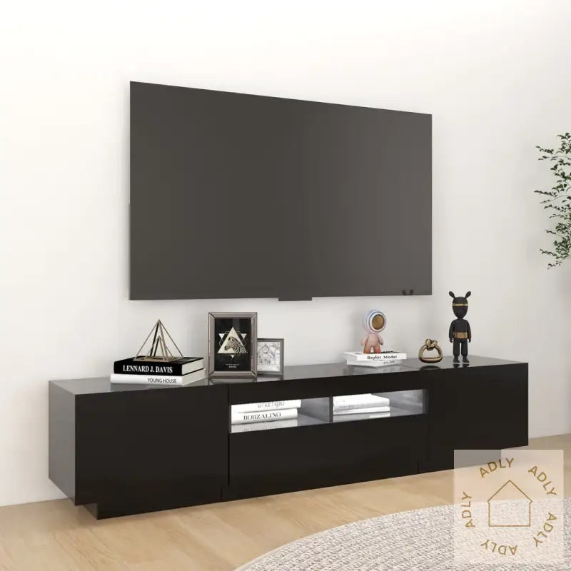Tv-Benk Med Led-Lys Svart 180X35X40 Cm