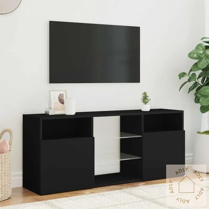 Tv-Benk Med Led-Lys Svart 120X30X50 Cm