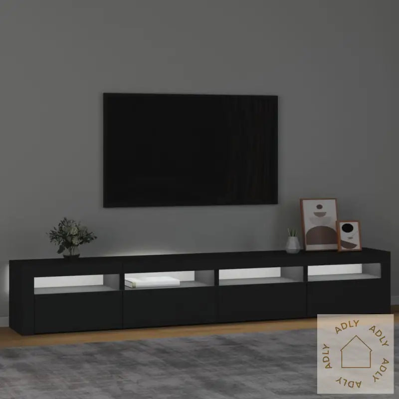 Tv-Benk Med Led-Lys Svart 240X35X40 Cm