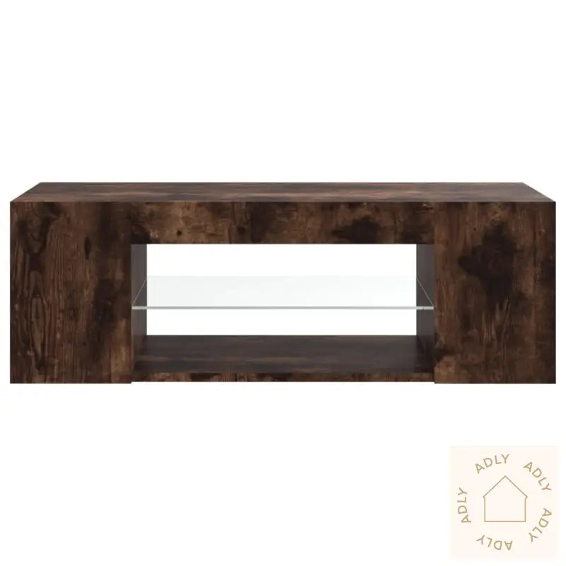 Tv-Benk Med Led-Lys Røkt Eik 90X39X30 Cm