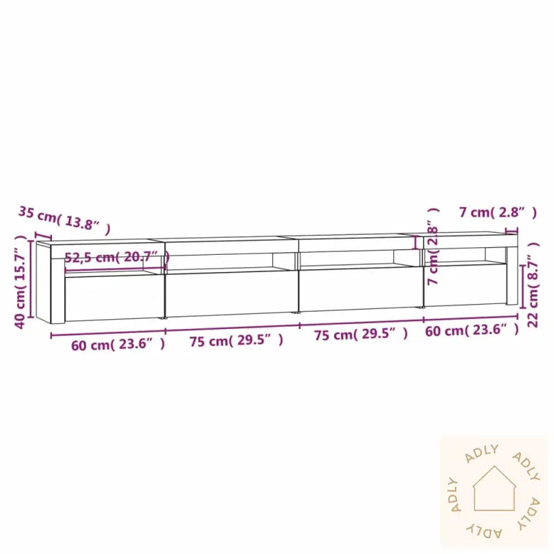 Tv-Benk Med Led-Lys Røkt Eik 270X35X40 Cm