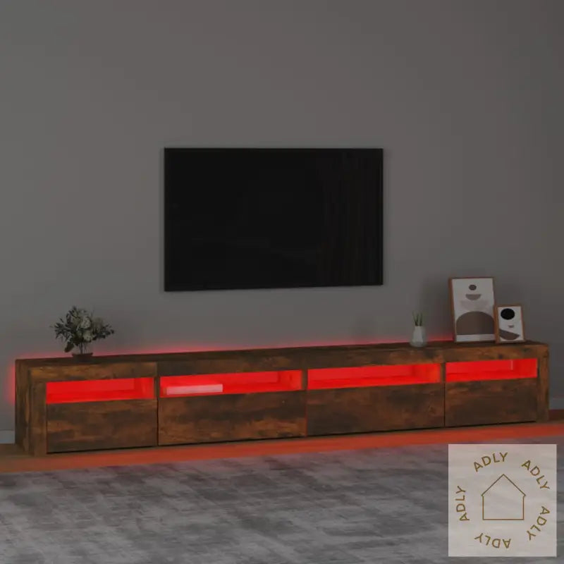 Tv-Benk Med Led-Lys Røkt Eik 270X35X40 Cm