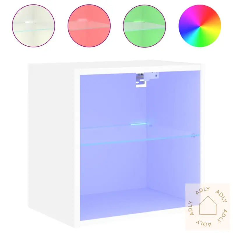 Veggmontert Nattbord Med Led-Lys 2 Stk Hvit