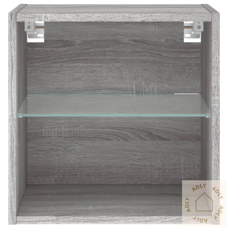 Veggmontert Nattbord Med Led-Lys Grå Sonoma