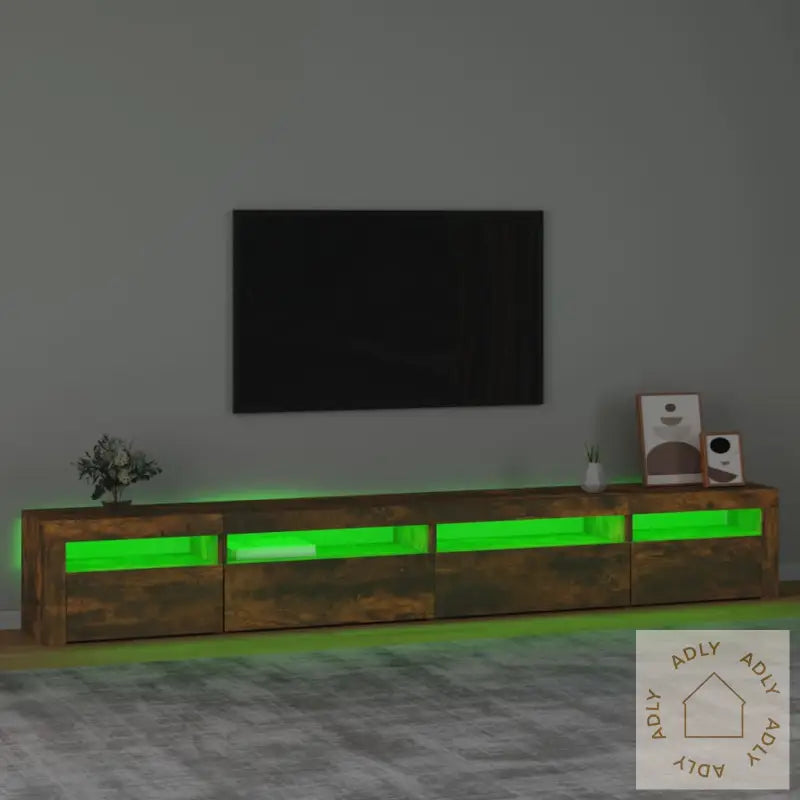 Tv-Benk Med Led-Lys Røkt Eik 270X35X40 Cm