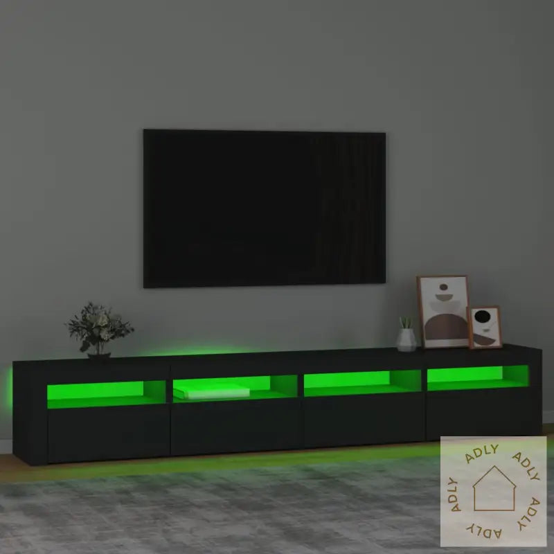 Tv-Benk Med Led-Lys Svart 240X35X40 Cm