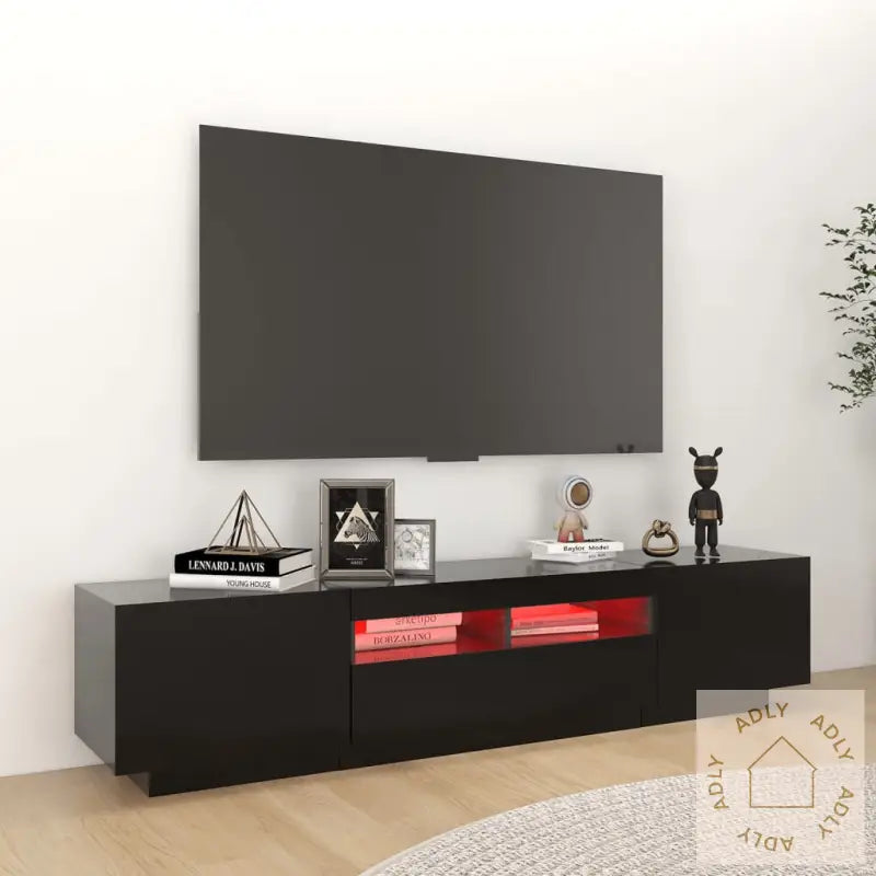 Tv-Benk Med Led-Lys Svart 180X35X40 Cm