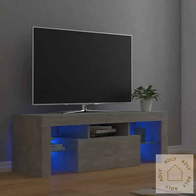 Tv-Benk Med Led-Lys Betonggrå 120X35X40 Cm