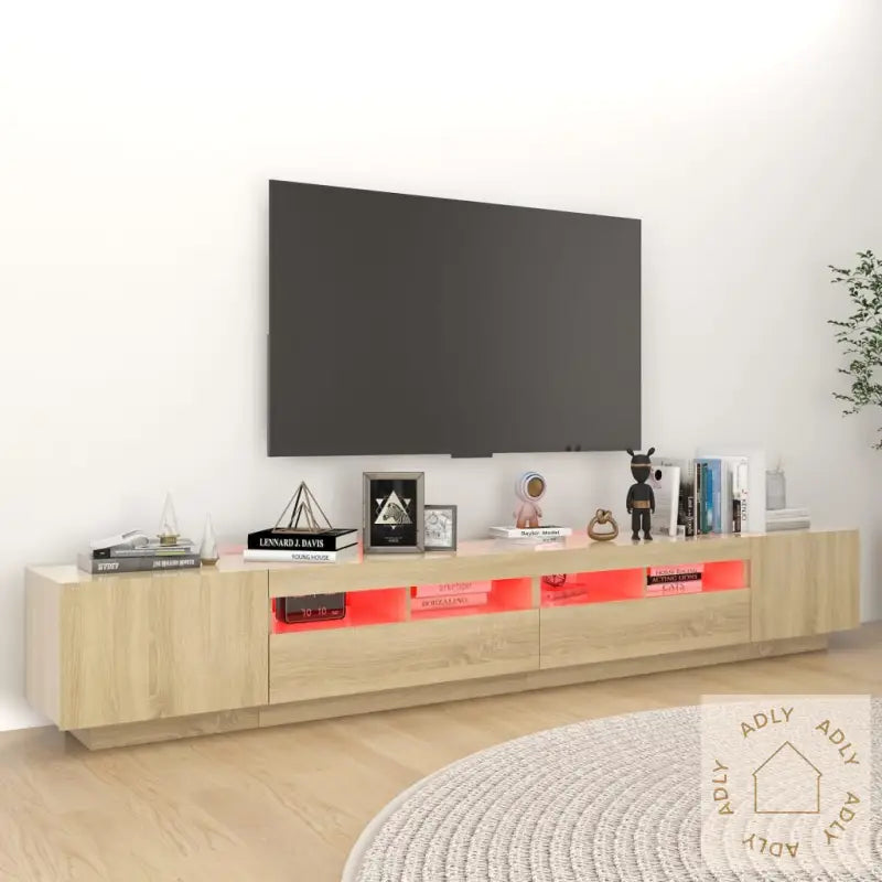 Tv-Benk Med Led-Lys Sonoma Eik 260X35X40 Cm
