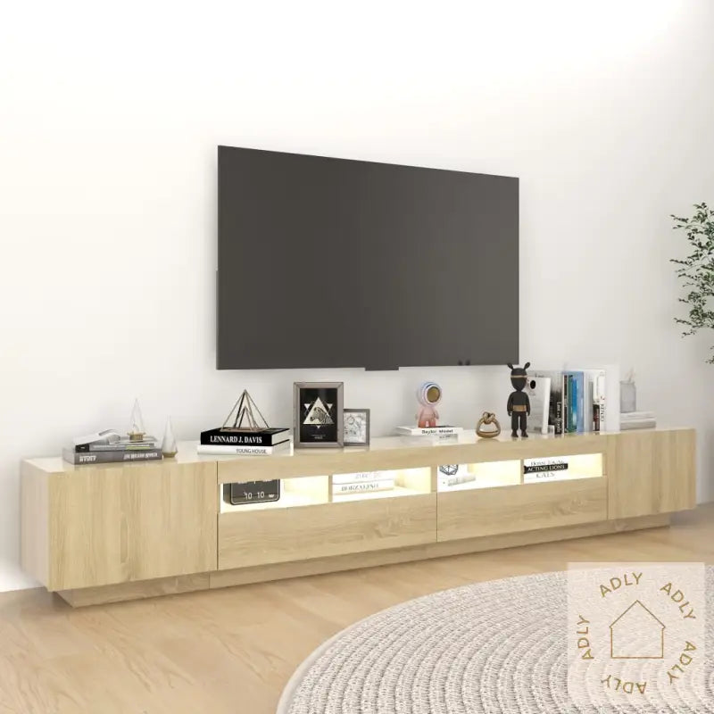 Tv-Benk Med Led-Lys Sonoma Eik 260X35X40 Cm