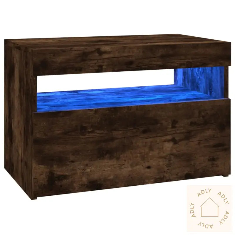 Tv-Benk Med Led-Lys Røkt Eik 60X35X40 Cm