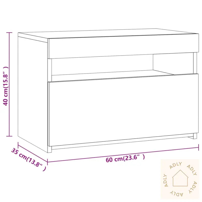 Tv-Benk Med Led-Lys Røkt Eik 60X35X40 Cm