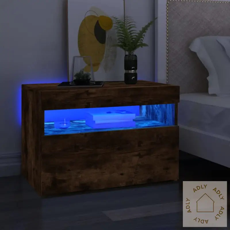 Tv-Benk Med Led-Lys Røkt Eik 60X35X40 Cm