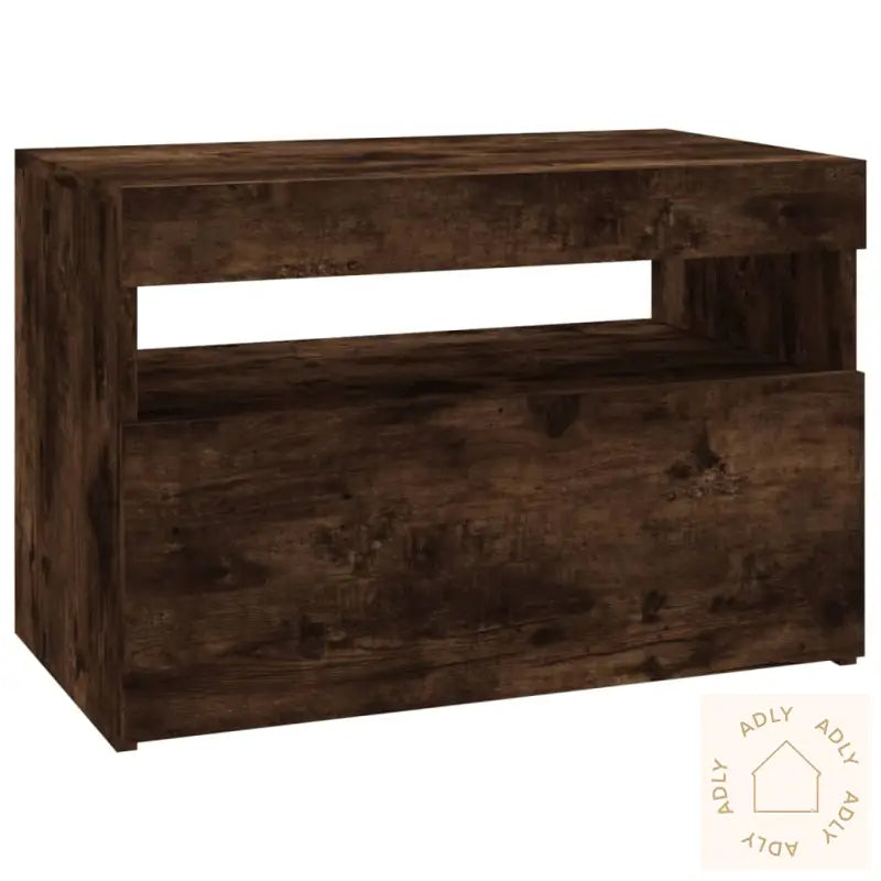 Tv-Benk Med Led-Lys Røkt Eik 60X35X40 Cm