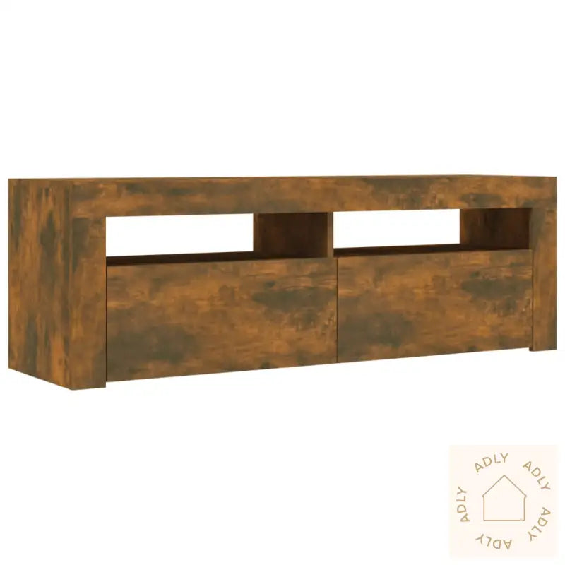 Tv-Benk Med Led-Lys Røkt Eik 120X35X40 Cm