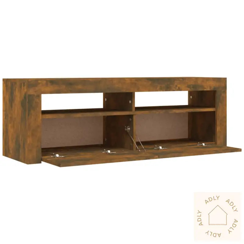 Tv-Benk Med Led-Lys Røkt Eik 120X35X40 Cm