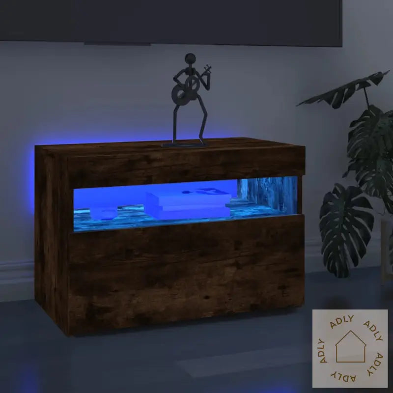 Tv-Benk Med Led-Lys Røkt Eik 60X35X40 Cm