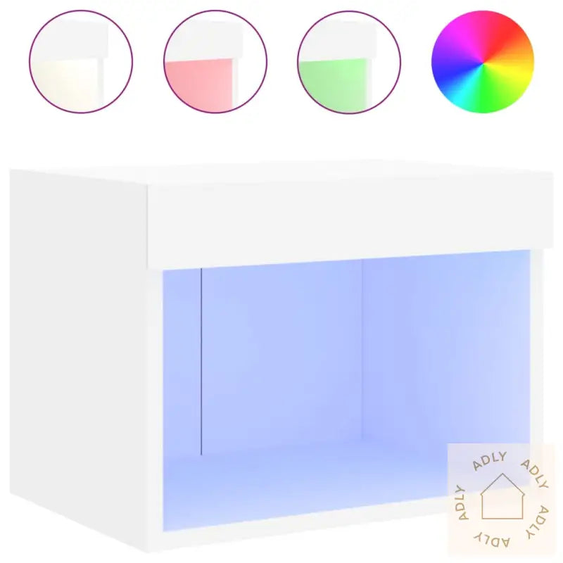 Veggmontert Nattbord Med Led-Lys 2 Stk Hvit