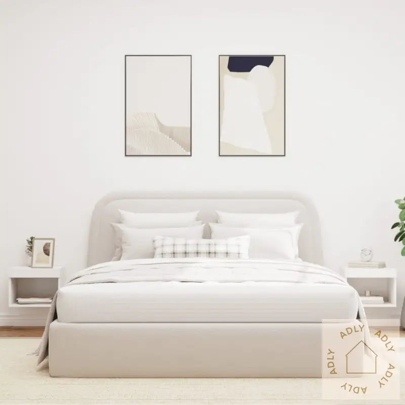 Veggmontert Nattbord Med Led-Lys 2 Stk Hvit