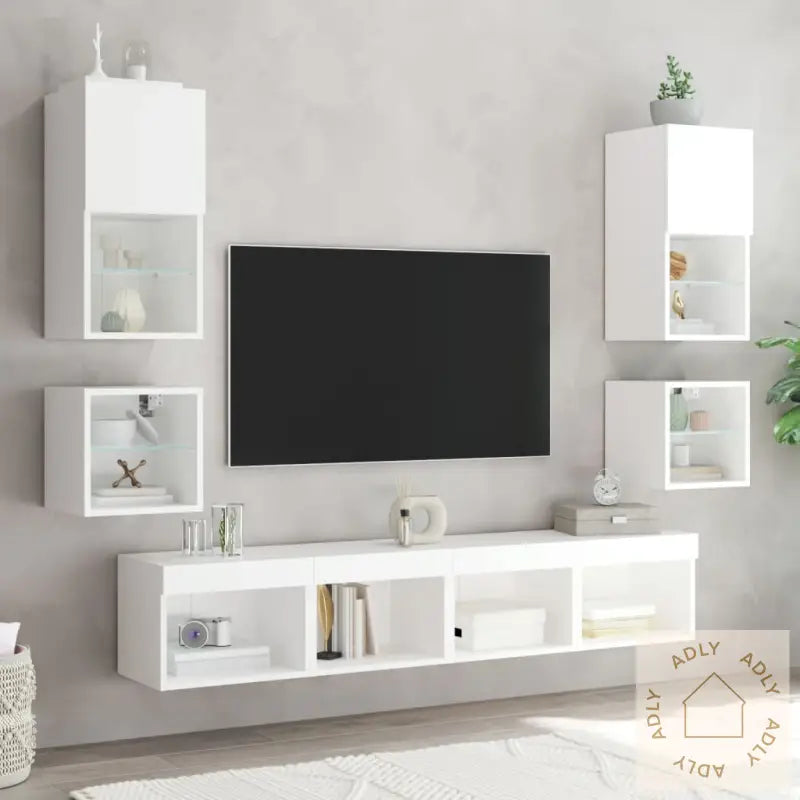 Veggmontert Nattbord Med Led-Lys 2 Stk Hvit