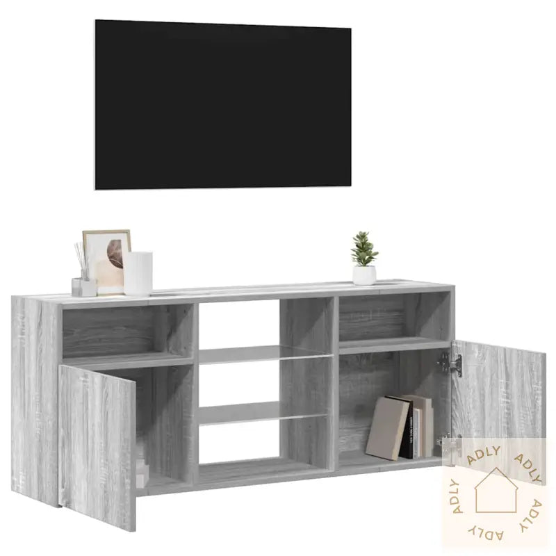 Tv-Benk Med Led-Lys Grå Sonoma 120X30X50 Cm