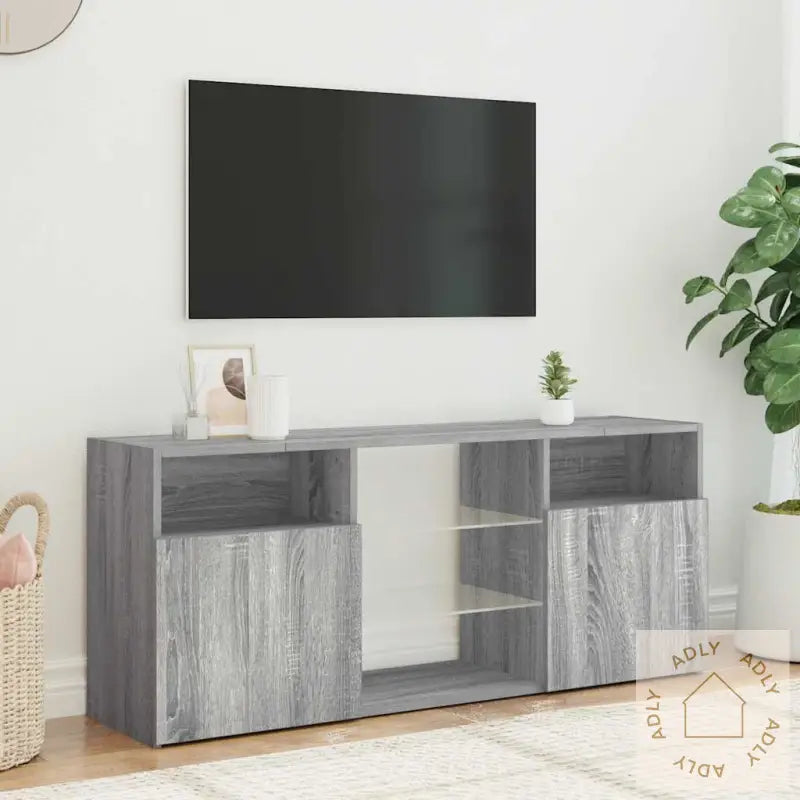 Tv-Benk Med Led-Lys Grå Sonoma 120X30X50 Cm