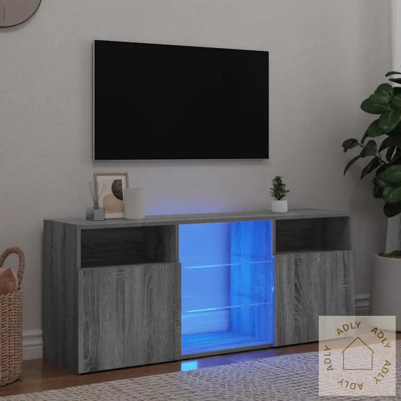 Tv-Benk Med Led-Lys Grå Sonoma 120X30X50 Cm