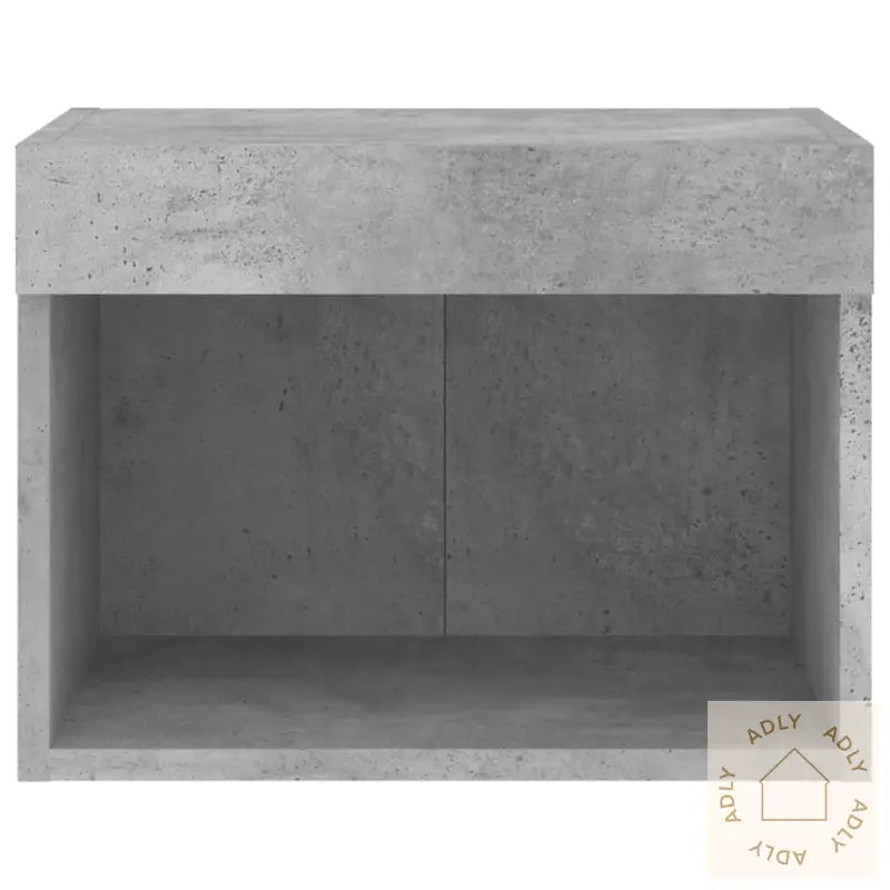 Veggmontert Nattbord Med Led-Lys Betonggrå