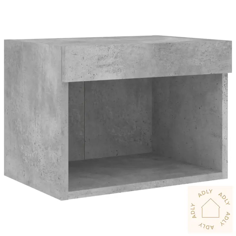 Veggmontert Nattbord Med Led-Lys Betonggrå