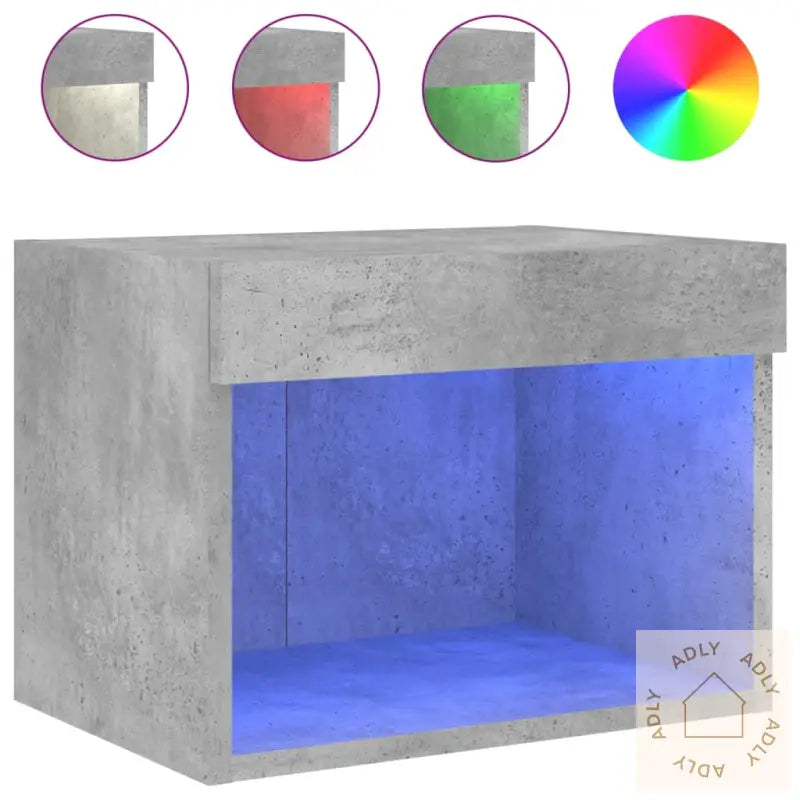 Veggmontert Nattbord Med Led-Lys 2 Stk Betonggrå