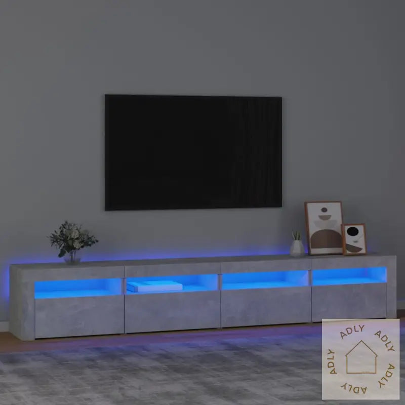 Tv-Benk Med Led-Lys Betonggrå 240X35X40 Cm