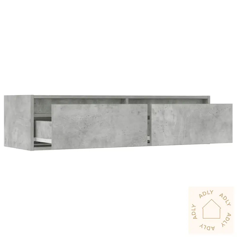 Tv-Benk Med Led-Lys Betonggrå 100X35,5X25 Cm