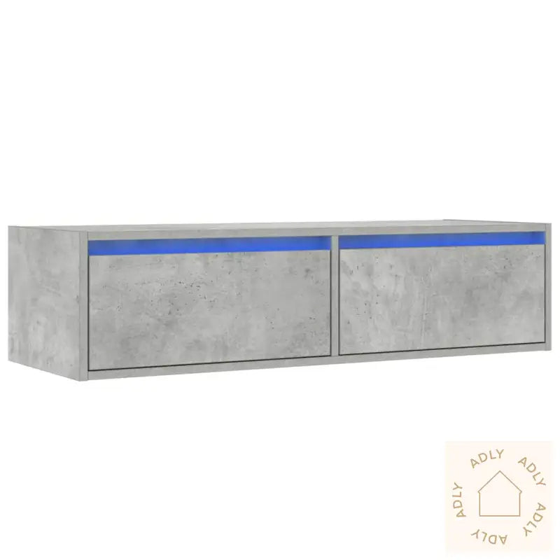 Tv-Benk Med Led-Lys Betonggrå 100X35,5X25 Cm